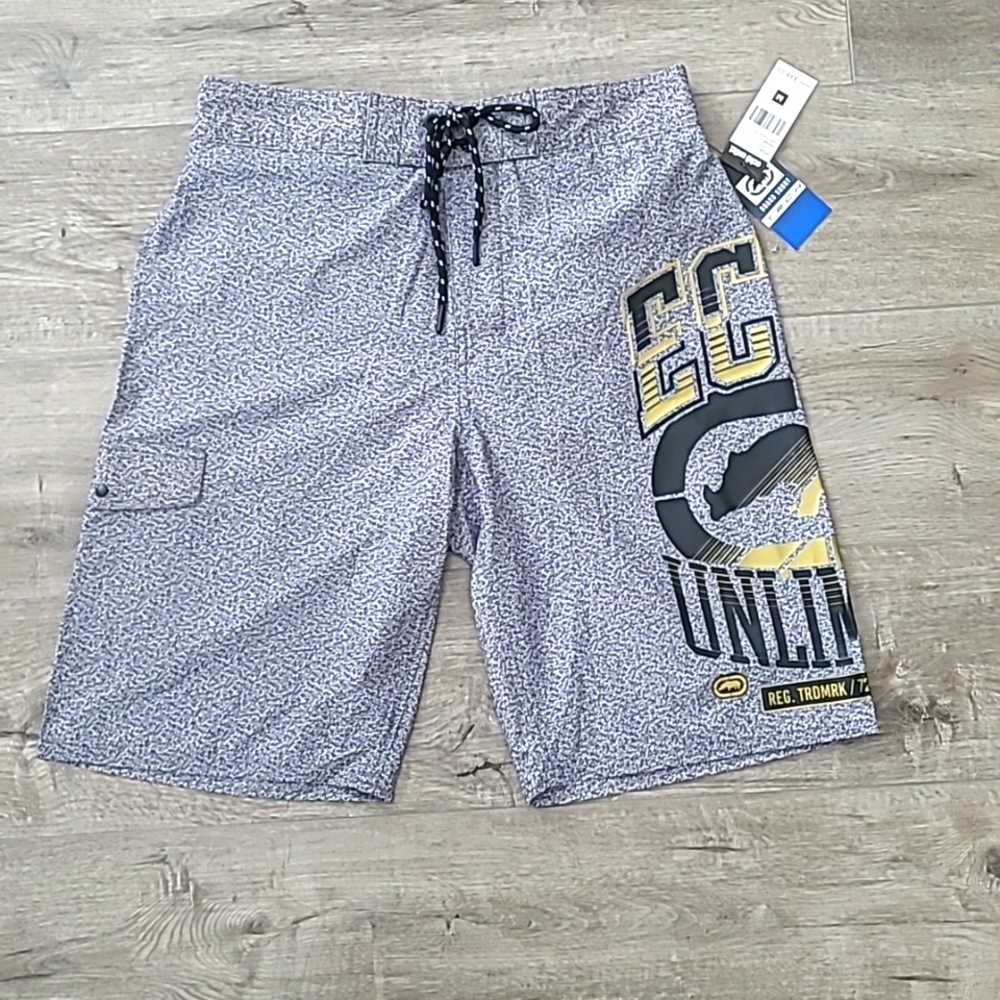 Ecko Unltd Men's Board Shorts, size medium, gray, NWT.